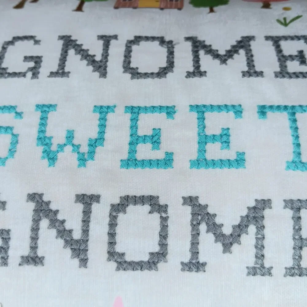 Isaac Mizrahi Gnome Sweet Gnome Feather Pillow Spring Easter Flowers Mushrooms